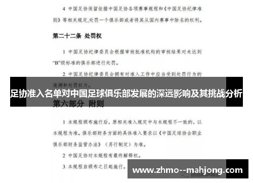 足协准入名单对中国足球俱乐部发展的深远影响及其挑战分析 足协准入名单对中国足球俱乐部发展的深远影响及其挑战分析